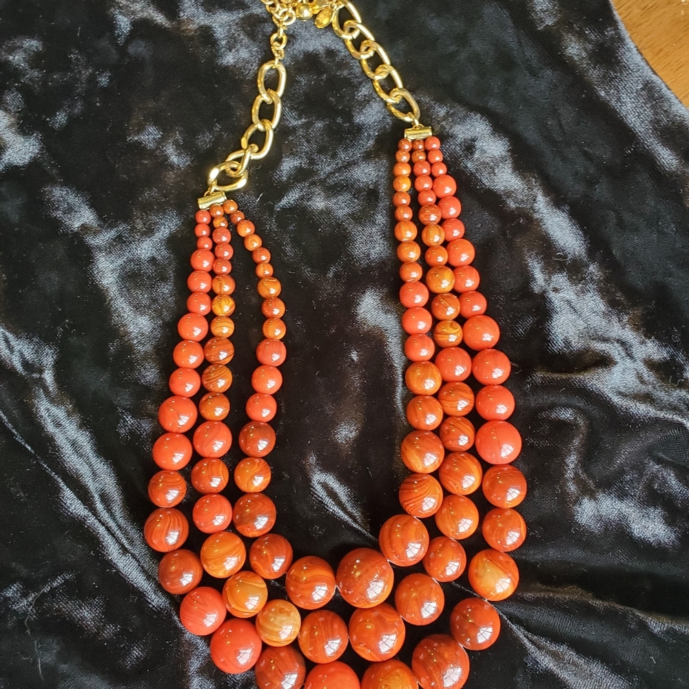 3 strand plastic bead joan river necklace